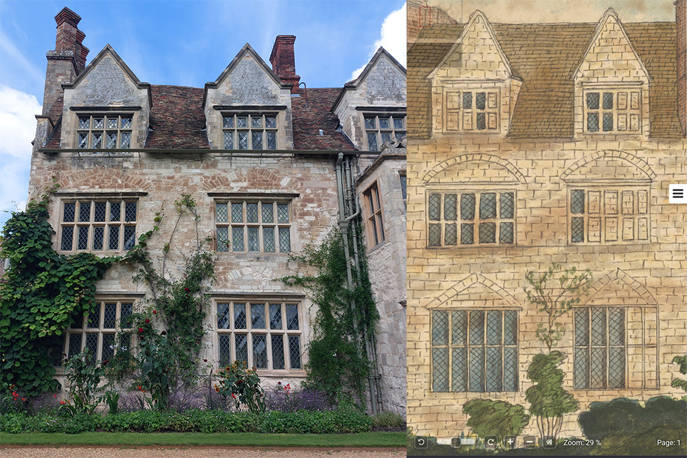 Image: A painting of Anglesey Abbey by Richard Relhan looks very similar to how it still looks today - a priory converted into a Jacobean style house around 1600.